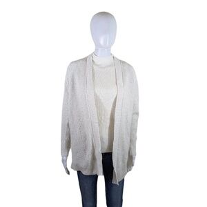 Banana Republic Factory Off White Silver Speckled Cardigan Size S